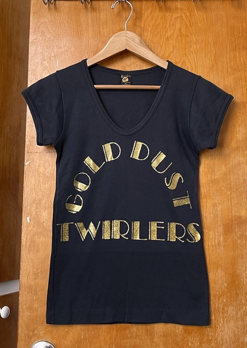 Vintage 70s Gold Dust Twirlers T Shirt Baby Tee Single stitch Glitter M Disco